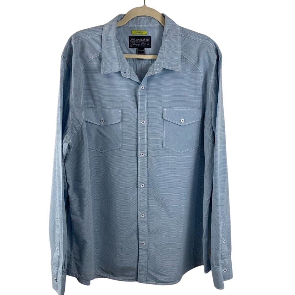 American Rag Slim Fit Blue & White Stripe Men’s Shirt Size XXL